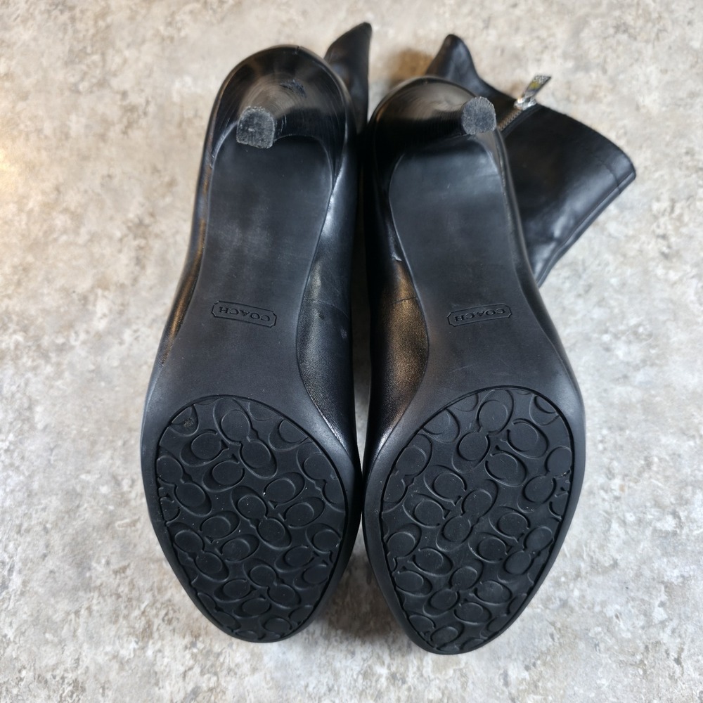 Coach Bethie Ankle Bootie Stiletto Zip Size 10 B Smooth Nappa Black Leather - Picture 11 of 11